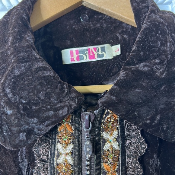 JoiMo velvet fur beaded embroidered vintage boho euro jacket - Picture 4 of 10